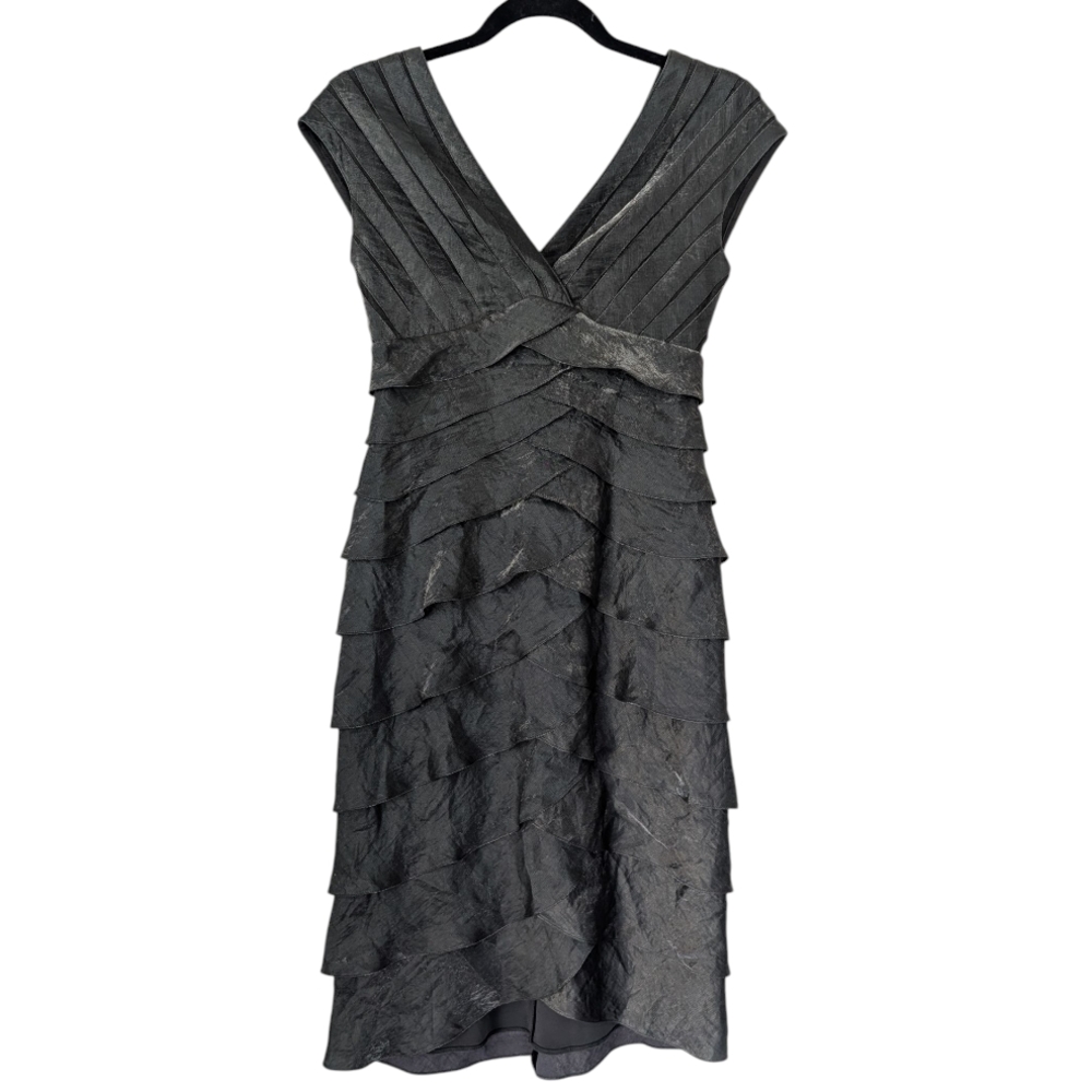 Cache Elegant Gray Layered Dress Sz 2